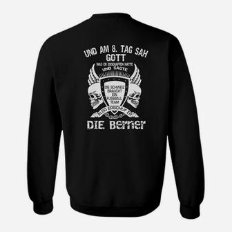 Schwarzes Herren Sweatshirt Gott schuf Bärtige mit Totenkopf-Motiv - Seseable