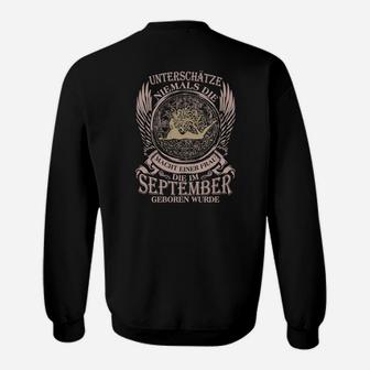 Schwarzes Herren-Sweatshirt mit Adler-Design & September-Geburtstagsspruch - Seseable