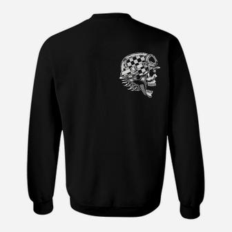 Schwarzes Sweatshirt für Herren, Schachbrett-Schädel-Design, Modisches Tee - Seseable