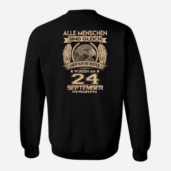 Schwarzes Sweatshirt mit Adler, Geburtstag 24. September Spruch - Seseable