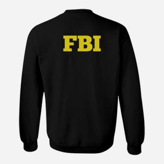 Schwarzes Sweatshirt mit Gelbem FBI-Aufdruck, Stylisches Statement Tee - Seseable