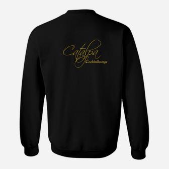 Schwarzes Sweatshirt mit goldener Schrift Verzierung, Elegante Mode - Seseable