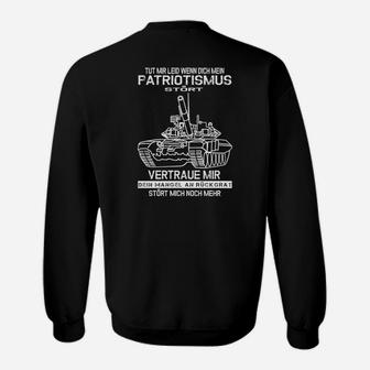 Schwarzes Sweatshirt mit Patriotismus-Spruch, Dein Hass stört Motiv - Seseable