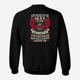 Schwarzes Sweatshirt Sexy bei den Stadtwerken, Lustiges Motiv - Seseable