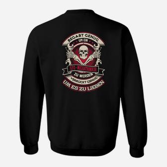 Totenkopf Biker Sweatshirt mit Spruch, Schwarzes Motorrad Tee - Seseable