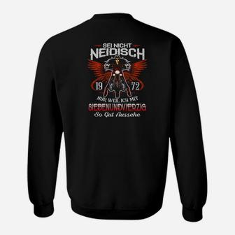 Vintage Motorradflügel 1972 Sweatshirt, 'Sei nicht neidisch' Geburtstagsdesign - Seseable
