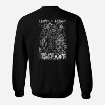 Wikinger Motiv Schwarzes Sweatshirt So viele Feinde, nur eine Axt - Seseable