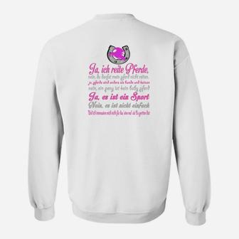 Ja, ich reite Pferde Sweatshirt mit Reiter-Motiv, Weiß - Seseable
