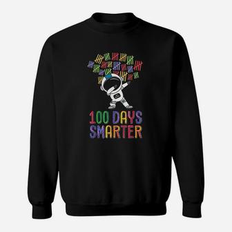 100 Days Smarter 100th Day Of School Dabbing Space Sweat Shirt - Seseable