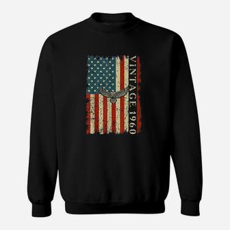 1960 62 Years Old Birthday Gifts Usa Flag Eagle Vintage 1960 Sweat Shirt - Seseable