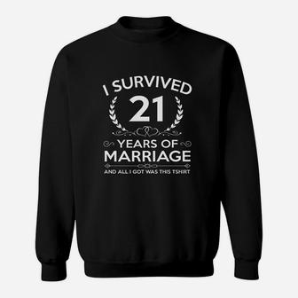 21st Wedding Anniversary Gifts Couples Husband Wife 21 Years Sweat Shirt - Seseable