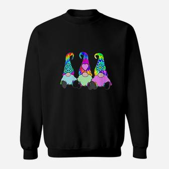3 Hippie Gnomes Tie Dye Hat Retro Peace Groovy Psychedelic Sweatshirt - Seseable