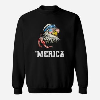 4th Of July Merica Usa Flag Bald Eagle Patriotic Veteran Sweat Shirt - Seseable