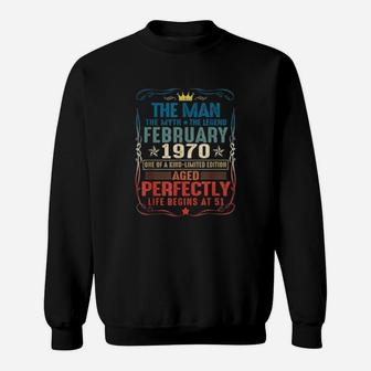 52nd Years Old Gift Vintage February 1970 Vintage 1970 Sweat Shirt - Seseable