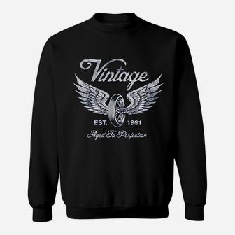 60th Birthday Vintage 1961 Aged To Perfection Vintage Motorcycle Biker Sweat Shirt - Seseable