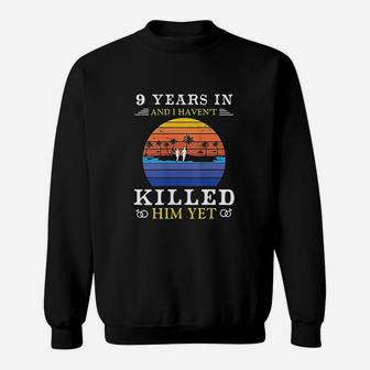 9 Years Wedding Anniversary Gift Idea For Her Funny Wife Sweatshirt - Seseable