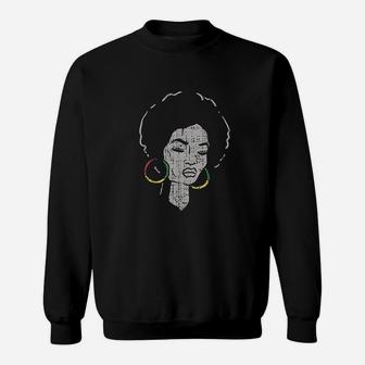 Afro Woman African Flag Earrings Black History Pride Sweat Shirt - Seseable
