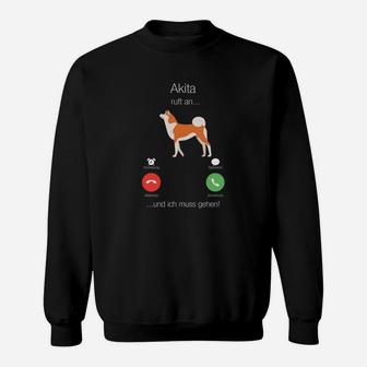Akita Telefon-Witz Schwarzes Sweatshirt für Akita-Liebhaber - Seseable