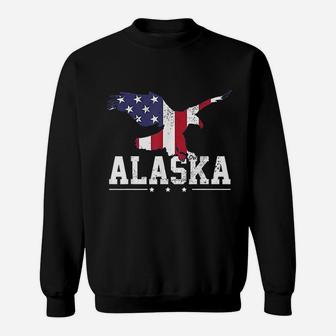Alaska Usa Flag Vintage Eagle Sweat Shirt - Seseable