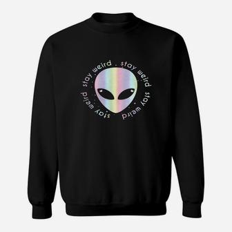 Alien Head Stay Weird T Shirt-holographic Effect Tee Shirt Sweatshirt - Seseable