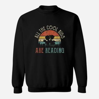 All The Cool Kids Are Reading Book Vintage Reto Sunset Sweat Shirt - Seseable