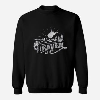 Almost Heaven West Virginia Vintage Distressed One Color Sweat Shirt - Seseable