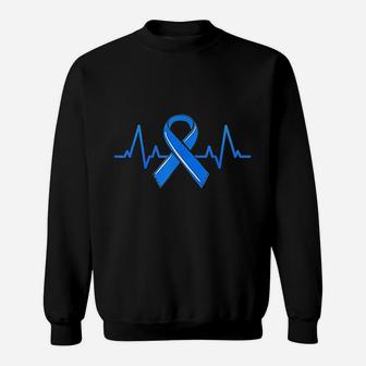 Als Heartbeat Family Blue Ribbon Awareness Warrior Gift Sweat Shirt - Seseable