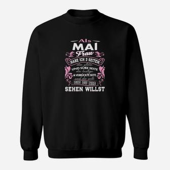 Als Mai Frau Sweatshirt mit Spruch, Schwarzes Lustiges Sweatshirt für Damen - Seseable
