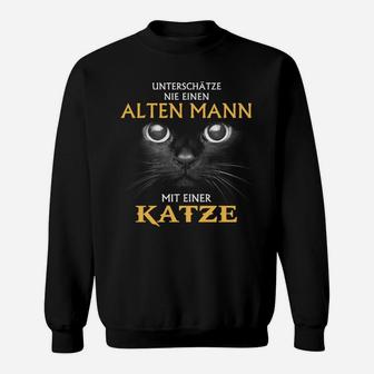 Alte Männer mit Katzen Spruch Sweatshirt, Humorvolles Herrenshirt - Seseable