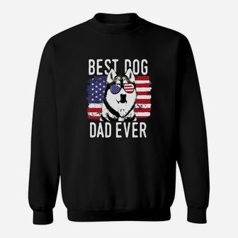 American Flag Best Dog Dad Ever Siberian Husky Sweat Shirt - Seseable
