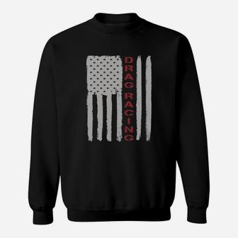 American Flag Drag Racing Car T-shirt Gift Sweat Shirt - Seseable