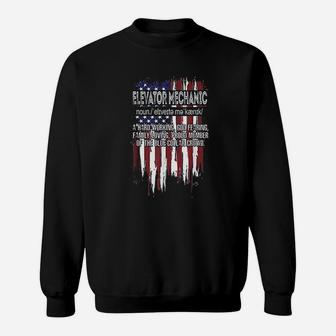 American Flag Elevator Mechanic Definition Fathers Day Gift Sweat Shirt - Seseable