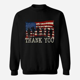 American Flag Thank You Veterans Proud Veteran Sweat Shirt - Seseable