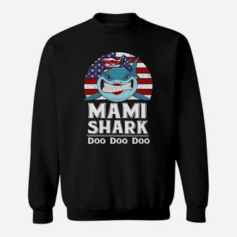 American Mami Shark Funny Mother Family Gift Sweat Shirt - Seseable