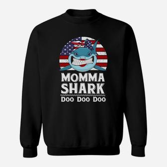 American Momma Shark Funny Mother Family Gift Sweat Shirt - Seseable