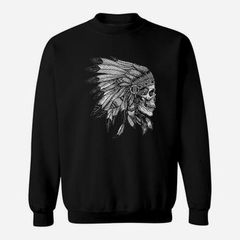 American Motorcycle Skull Native Indian Eagle Chief Vintage Sweat Shirt - Seseable