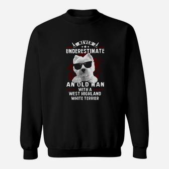 An Old Men With A West Highland White Terrier Sweat Shirt - Seseable
