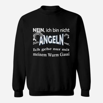 Angler Sweatshirt Schwarz mit Lustigem Spruch, Humorvolles Fischen Tee - Seseable