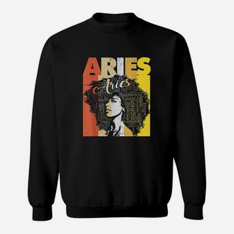 Aries Pride Black Women Natural Hair Art Word Sweat Shirt - Seseable