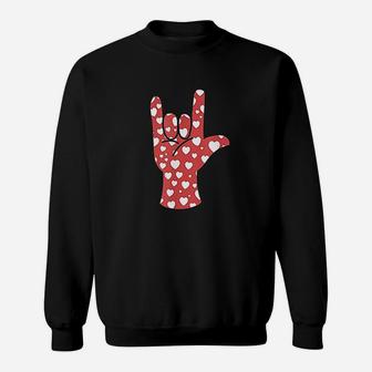 Asl Sign Language Heart I Love You Valentines Day Gift Sweatshirt - Seseable