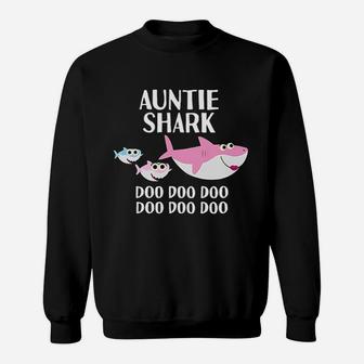 Auntie Shark Doo Doo Aunt Gifts For Day Niece Sweat Shirt - Seseable