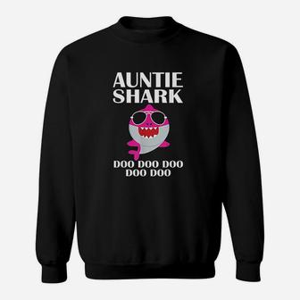 Auntie Shark Doo Doo Mothers Day Auntie Gift Sweat Shirt - Seseable