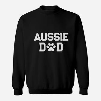Aussie Dad Paw Print Australian Shepherd Dog Owner Gift Sweat Shirt - Seseable