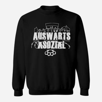 Auswärts Assozial Herren Sweatshirt, Stadion-Druck für Fußballfans - Seseable