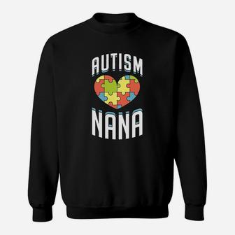 Autism Nana Heart Puzzle Cute Awareness Gift Idea Sweat Shirt - Seseable