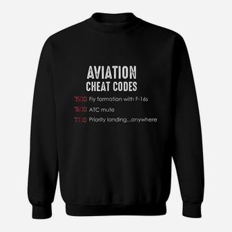 Aviation Cheat Codes Funny For Pilots And Atc Sweat Shirt - Seseable