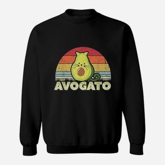 Avogato Retro Cat Avocado Sweat Shirt - Seseable