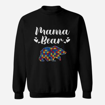 Awareness Mama Bear Puzzle Piece Sweat Shirt - Seseable