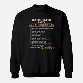 Bachelor Party Shirt Funny Bachelor Party Checklist Shirt Sweatshirt - Seseable