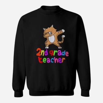 Back To School 2nd Grade Teacher Dabbing Cat Dab Sweat Shirt - Seseable